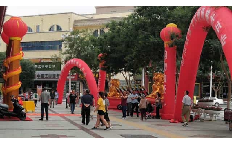 敦煌开业庆典活动充气立柱拱门迎宾狮子